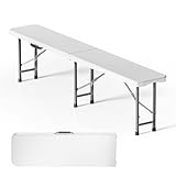 Wiltec Klappbank 180x30x43 cm Camping Sitzbank klappbar Campingbank Gartenbank Bierbank faltbar Sitzgruppe Sitzgarnitur Camping Tisch faltbar