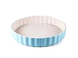 Hanseküche Quicheform Keramik 28 cm – Tarteform rund mit Antihaftbeschichtung und hohem Rand, Obstkuchenform, kratz und schnittfest, runde Backform, Wellenrand (Blau)