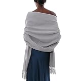 Schal Hellgrau Stola Festlich Fur Abendkleid Pashmina Schals Tücher für Damen Winter