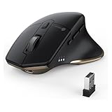 Bluetooth Maus, iClever Rechargeable Ergonomiche Maus Kabellose Mouse, Wiederaufladbarer Akku, Multi-Device, 800/1200 / 1600/2000 / 2400 DPI,7 Buttons for PC/Laptop/Tablet/MacBook, Schwarz