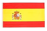 aricona Spanien Flagge - Spanische Nationalflagge 90 x 150 cm mit Messing-Ösen - Wetterfeste Fahne für Fahnenmast - 100% Polyester