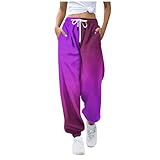 Sporthose Damen, Jogginghose Damen Cargohose Skinny Jeans High Waist Jogging Hose Damen Jogginghose Frauen Cargo Hosen Jogginganzug Fashing Kostüme Baggy Schlaghose Jeans(Dunkel Violett,XXL)