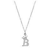 26 englische Buchstaben voller -Anhänger-Halskette für Frauen Silberne Strass-Halsketten AZ 26 Alphabet-Anfangshalsketten für Teenager-Mädchen Schmuck Halskette Doppelt (B, One Size)