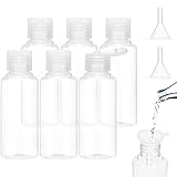 BillyBath Reiseflaschen zum Befüllen 100ml, 6 Stück Liquid Flaschen zum Befüllen mit 2 Kleinem Trichter, Transparente Plastikflaschen Kosmetikflascher Duschgel Behälter Flasche Set für Shampoo Lotion