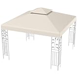 COSTWAY 3x3m Ersatzdach für Pavillon, Pavillondach Ersatzbezug mit Kamindach & Klettverschlüssen (Beige)