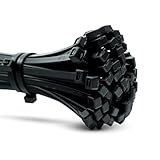 ERKO Kabelbinder 400 x 4,8 mm Schwarz 100 Stück - Wetterfest und Stabil für Außenbereich - Ideal zur Kabelbündelung