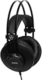 AKG K52 Geschlossener Hochleistungs-Monitoring-Studiokopfhörer, kabelgebunden, leichtes Design, 3,5-mm- und 1/4-Zoll-Adapter, 3 m Kabel - Schwarz