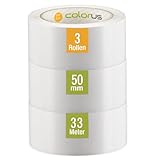 Colorus 3 x PVC Putzerband PLUS | Schutzband 50 mm 33 m weiß glatt | Abklebeband für glatte und leicht raue Untergründe | PVC Klebeband für Innen und Außen | Weißes Klebeband UV-beständig