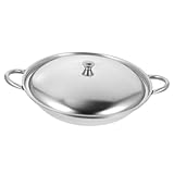 GREENADSCAPE Topf Stahlpfannen Zum Kochen Wok Edelstahlpfanne Gemüsepfanne Für Küche Kochgeschirr Kochpfanne Edelstahl Bratpfanne Kochwerkzeug Küchenzubehör