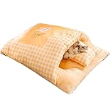GTFYUDGH Katzenbett - Schlafsack Kuschelhöhle mit Kissen,Weiches Katzenhöhlenbett Im Winter - für Winter Tierreise und beruhigenden Komfort
