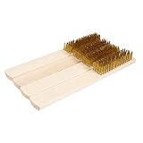 PLAFOPE 4Stücke Kupferdrahtbürsten Langlebig mit Natürlichem Holzgriff Dateizähnen Rostentfernung Kompaktes Reinigungszubehör