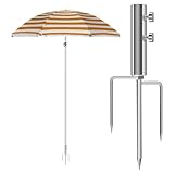 Herefun Sonnenschirmständer mit Rasendorn, Erdspieß Sonnenschirm, Schirmständer Strand, Abnehmbarer Sonnenschirmhalter, Gartenschirm, Bodenspieß für Angeln, Strand, Rasen