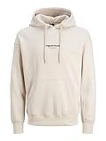 JACK & JONES Herren Hoodie Kapuzenpullover JORVESTERBRO - Relaxed Fit S-XXL, Größe:XL, Farbe:Moonbeam 12241687