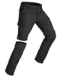 Wespornow Herren Zip-Off-Wanderhose-Abnehmbar-Trekkinghose, Atmungsaktiv Outdoorhose Arbeit Hosen Schnell Trockend Sommer Funktionshose mit 5 Taschen (Schwarz, XL)