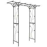 Nexos Trading Rosenbogen Torbogen Rankhilfe Pergola Spalier Tor Rosen Stahl 220x198x70 cm – Metall Durchgang – wetterfest freistehend stabil – schwarz