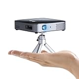 Mini Beamer mit akku, Projektor 4K Heimkino mit Halterung, 5G WiFi und Bluetooth5.2 Tragbarer Projector, Auto Trapezkorrektur und HiFi-Lautsprecher, Staubdichtes Design, Kompatibel mit Android/iPhone