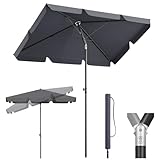 Sekey Balkon Sonnenschirm 2-in-1 SET | Rechteckig Sonnenschirm 200x125cm, UPF50+, GRS-zertifiziert | 6-Stärkstahl-Rahmen+ Sonnenschirmhülle für Balkon, Terrasse & Garten