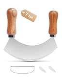 PROKITCHEN Wiegemesser 7 Zoll, Zum Zerkleinern von Kräutern und Gewürzen,Kräutermesser mit 1 Klinge aus Edelstahl, Pizzaschneider mit Holzgrif