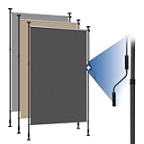 HOMEDEMO Senkrechtmarkise Außen, Vertikalmarkise ohne Bohren, Balkonrollo mit Handkurbel, Sichtschutz Sonnenschutz Windschutz, Balkon & Garten, 150 x (220-310) cm, Stoffbreite 135.5 cm, Anthrazit