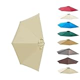 MACAGGTNTU 270cm Halb Sonnenschirm Ersatzbezug 5 Streben Halbrund Sonnenschirm Stoff Bezug Für Strand, Markt, Garten, Weinrot Ersatz-Regenschirmstoff(Sand)