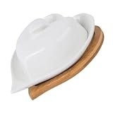 jojofuny Keramik Butterdose mit Deckel Herzförmig Weiß Inklusive Unterschale und Bambusgriff Luftdichte Butteraufbewahrung für Küche und Geschenk