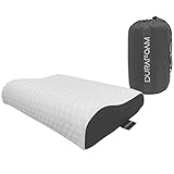 DURAFOAM Kompaktes Reise-Camping-Kissen, Komfort-Touch-Memory-Schaum, einfache Lagerung, abnehmbarer, hypoallergener Bambusbezug (Steingrau)