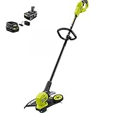 RYOBI ONE+ 18V 33.0 cm Akku-Rasentrimmer Rasentrimmer mit 4,0 Ah Akku und Ladegerät grün