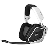 Corsair VOID RGB ELITE Wireless-Gaming-Headset – 7.1-Surround-Sound, Omnidirektionales Mikrofon – Mikrofaser-Netz-Ohrpolster – 12 Meter Reichweite – iCUE-Kompatibel – PC, Mac, PS5, PS4 – Weiß