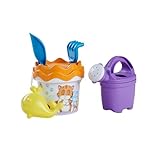 Simba 10711479 - Sandspiel-Set Katze, Eimergarnitur, 6 Teile, Eimer, Sieb, Sandform, Schaufel, Rechen, Gießer, H:11cm, D:14cm, Sandspielzeug für Kinder ab 3 Jahren