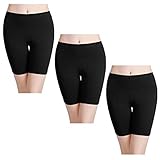 wirarpa Boxershorts Damen 3er Pack Lang Baumwolle Unterwäsche Weich Panties Hosen Unter Kleid Schwarz Größe XL