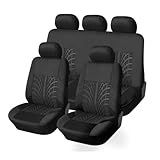 MaKeMoney Autositzbezüge FüR V-W ID.3 ID3 Pro/S/Pure/Pro Performance Id 3 2021 2022 2023 2024 2025, 9 Stück rutschfest Sitzbezügesets Atmungsaktiv Sitzkissenschutz Auto Zubehör, E/Black