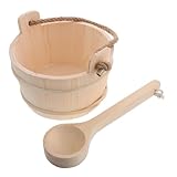 TOYZFRIENDY Sauna Eimer Set Naturholz Sauna Kübel mit Holzlöffel für Dampfbad Vielseitig Einsetzbar Handlich Fördert Dampfentwicklung und Dusche