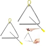2 Stück Triangel Instrumenten Set,Triangle Percussion Instrument,Triangel Musikinstrument,5+7 Zoll,Dreieck Musikinstrument,Triangel mit Schlägel Gummigriff Legierung Schlaginstrument