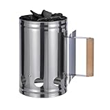 GLÜHZONE KS 100 | Anzündkamin aus Edelstahl für XXL Grills | Kohlestarter mit stabilem Holzgriff und Hitzeschild | Kohleanzünder für schnelle Glut | sicherer und pflegeleichter Grillanzünder