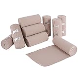 12 Stück Elastischer Verband, Kompression Verbände, Elastische Bandagen Wickeln, Wiederverwendbare Elastische Mullbinden mit Klammern, Elastisch Binde Mullbinden für Handgelenk Knie Knöchel