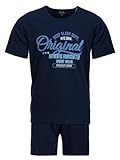 Henry Terre Herren Pyjama Set 2 TLG. Shorty Original Authentic Nightwear Übergröße Baumwolle, Farbe:Navy, Größe:5XL