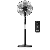Brandson - DC Standventilator energiesparend ECO - Preisträger 2025 - sehr leise - mit Fernbedienung - Brushless Silent Motor - Oszilation 80° - Ventilator Timer – 12 Stufen