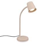 BRILONER - Schreibtischlampe mit Kabelschalter, schwenkbar, GU10, max. 9W, Tischlampe, Lampe, Nachttischlampe, Tischleuchte, Deko, Bürolampe, Leselampe Bett, Leselicht, 13x38,5 cm, Beige