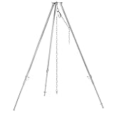 BBQ-Toro Edelstahl Dreibein Grill | 110-175 cm | Dreibein für Feuerschale, Dreibein für Schwenkgrill | Dreibeingestell, Grillständer | Hängegrill, Grillgestell, Dreibeingrill mit Kette
