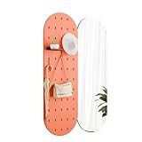 Xumh2024-3 Standspiegel in voller Länge Schminkspiegel aus perforiertem Brett, Eingang, Haushalt, versteckter Push-Pull-Ganzkörperspiegel, Wandmontagespiegel Ankleidespiegel in voller Länge(Orange)