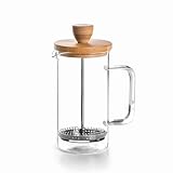 LACOR - Französische Kaffeemaschine, Kaffeepresse, Kaffeemaschine mit Kolben, französische Kanne für Filterkaffee, 3 Tassen, 0,35 l, Stahl und Holz