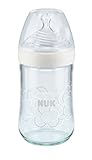 NUK Nature Sense Babyflasche, 0-6 Monate, Glas, Brustaehnlicher Silikonsauger