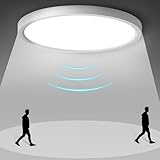 GOOSKI Deckenleuchte mit Bewegungsmelder, 24W LED Deckenlampe mit Radar Bewegungssensor Innen, 4000K Neutralweiß Lampe Deckenleuchte Ultraflach für Flur Treppe Küche Balkon Abstellraum, φ30CM