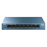 TP-Link TL-LS108G LAN Switch 8 Port Netzwerk Switch (Plug-and-Play Gigabit Switch LAN Splitter, Ethernet Hub lüfterlos, robustes Metallgehäuse)