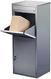 AGT Paketbox: Stand-Paketbriefkasten mit Rückholsperre, Stahlblech, 2 Schlüssel (Paketkasten, Standbriefkasten, Paketstation)