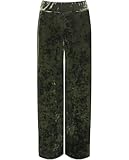 Damen Street Fashion Ausgestelltes weites Bein Stil Taschen Leichte Velours Samt Hose Damen Übergröße Breites Bein Samt Palazzo Elastische Taille Hose UK 14-28, grün, 46-48