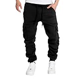 Baggy Pants aus Eisseide, Retro-Sport-Freizeithose für Herren, Sommer, dünne, schnelltrocknende Overalls, lockere Hose mit geradem Bein Langlaufhose (Black, XXXXL)
