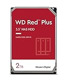 WD Red Plus interne Festplatte NAS 2 TB (3,5 Zoll, Workload-Rate 180 TB/Jahr, 5.400 U/min, 64 MB Cache, 180 MB/s Übertragungsrate, NASware-Firmware für Kompatibilität, 8 Bays) Rot