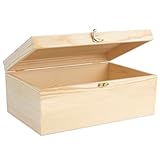 Holzkiste mit Deckel 25*15*8cm, Holztruhe Erinnerungsbox Holzbox Allzweckkiste Aufbewahrungsbox Schmuckkästchen mit Scharnierdeckel Erinnerungskiste Bastel Geschenkbox Spielzeug Werkzeuge Gd hardware