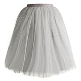 Tüllrock Damen 50er Midi Petticoat A Linien Tutu Röcke Rockabilly Mesh-Faltenrock Retro Einfarbig Unterrock Klassisch Tütü Rock Hoch Taillierter Tanzrock Karneval Kostüm